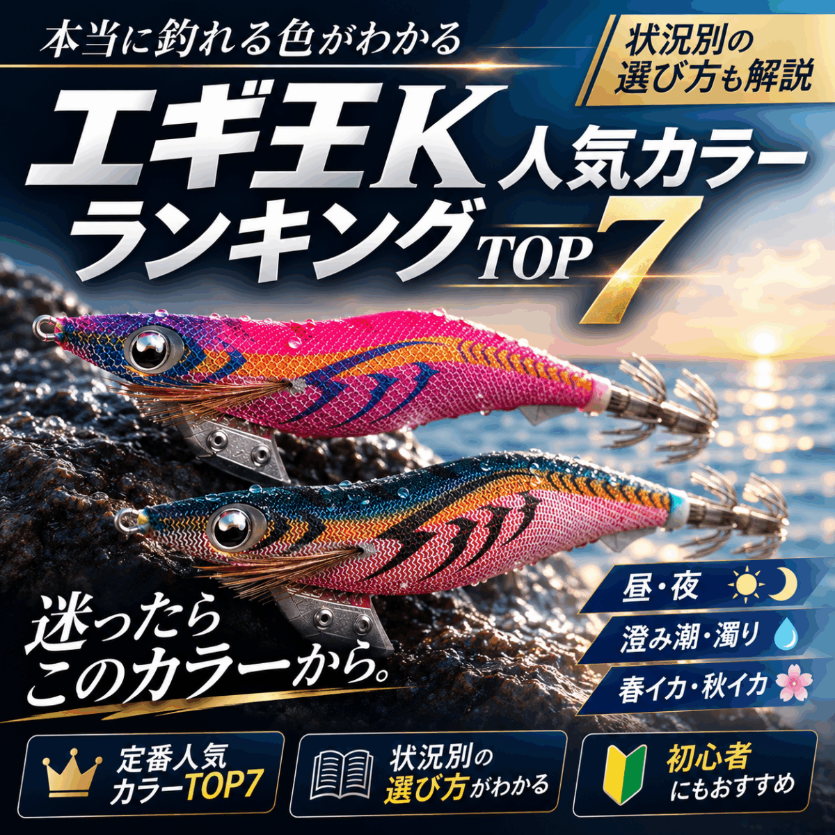 エギ王K人気カラーランキング｜本当に釣れるおすすめカラー7選と状況別